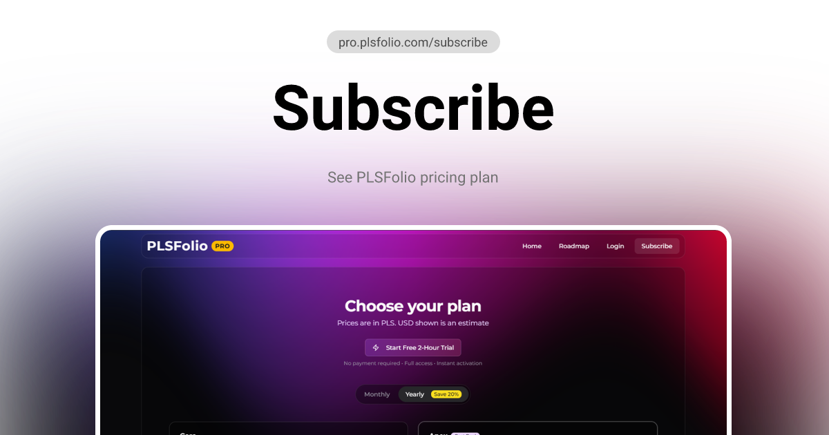 Pro Subscriptiom Subscribe to PLSFolio PRO